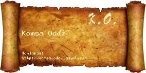 Komsa Odó névjegykártya